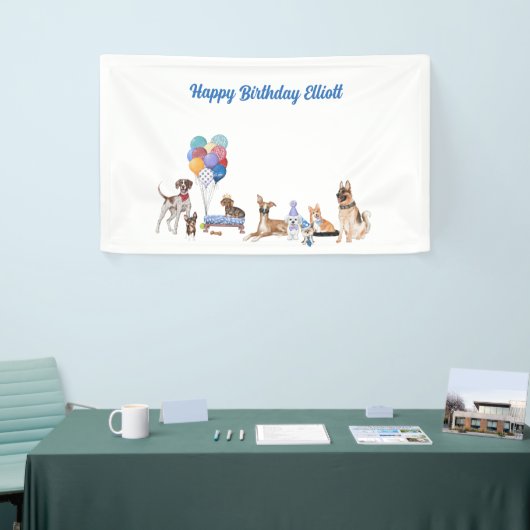 Persoonlijke Happy Birthday Canine-Hondenrassen Spandoek (Beurs)