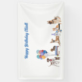 Persoonlijke Happy Birthday Canine-Hondenrassen Spandoek (Verticaal)