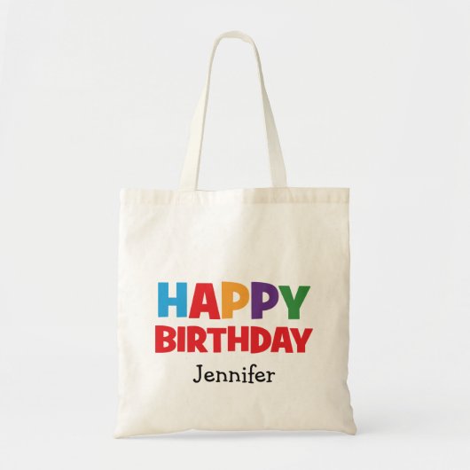 Persoonlijke Happy Birthday Canvas tas (Voorkant)