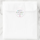 Persoonlijke Happy Birthday Colorful Letters Cake Ronde Sticker (Tas)