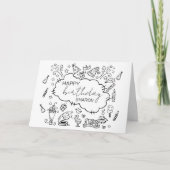 Persoonlijke Happy Birthday Doodle Kunst Kaart (Voorkant)
