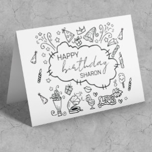 Persoonlijke Happy Birthday Doodle Kunst Kaart
