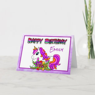 Persoonlijke Happy Birthday Eenhoorn Meisje  Kaart