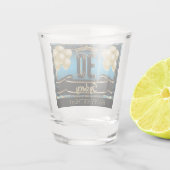 Persoonlijke Happy Birthday-feestdag - blauw Shot Glas (Achterkant)