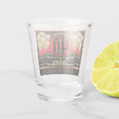 Persoonlijke Happy Birthday-feestdag - rood Shot Glas (Achterkant)