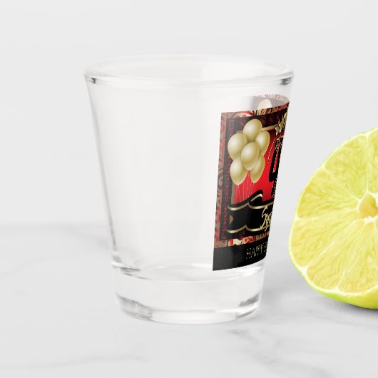 Persoonlijke Happy Birthday-feestdag - rood Shot Glas (Links)