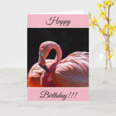 Persoonlijke Happy Birthday Flamingo Kaart (Gele Bloem)