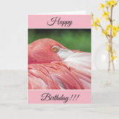 Persoonlijke Happy Birthday Flamingo Kaart (Gele Bloem)