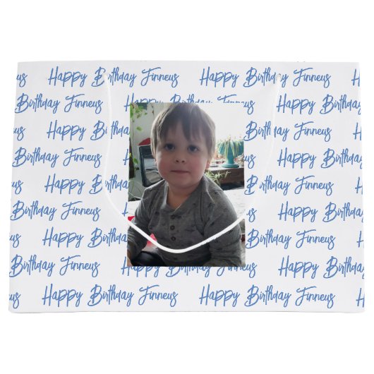 Persoonlijke Happy Birthday-foto Groot Cadeauzakje (Voorkant)