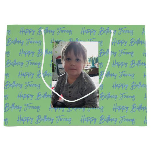 Persoonlijke Happy Birthday-foto Groot Cadeauzakje (Voorkant)