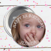 Persoonlijke Happy Birthday Girl-Button Ronde Button 7,6 Cm