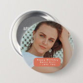 Persoonlijke Happy Birthday Girl-Button Ronde Button 7,6 Cm (Voorkant /achterkant)