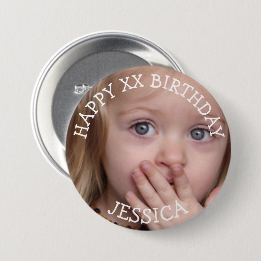 Persoonlijke Happy Birthday Girl-Button Ronde Button 7,6 Cm (Voorkant /achterkant)
