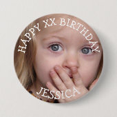Persoonlijke Happy Birthday Girl-Button Ronde Button 7,6 Cm (Voorkant)