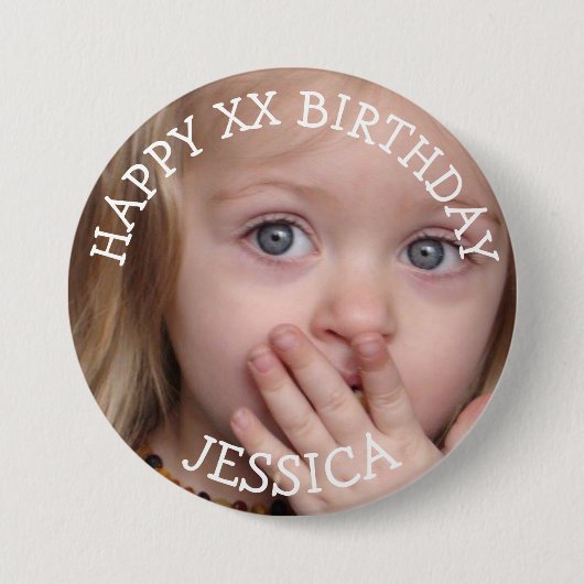 Persoonlijke Happy Birthday Girl-Button Ronde Button 7,6 Cm (Voorkant)