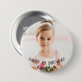 Persoonlijke Happy Birthday Girl-Button Ronde Button 7,6 Cm (Voorkant /achterkant)
