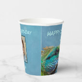 Persoonlijke Happy Birthday Iguana-Sjabloon Papieren Bekers (Rechts)