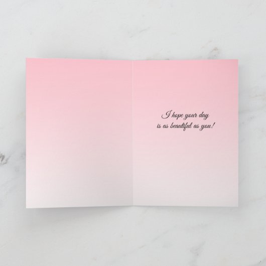 Persoonlijke Happy Birthday-kaart met roze volken Kaart (Binnen)