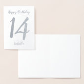 Persoonlijke Happy Birthday-naam en Age Silver Folie Kaarten (Display)