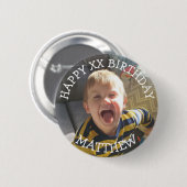 Persoonlijke Happy Birthday-naam en -leeftijd Ronde Button 5,7 Cm (Voorkant /achterkant)