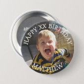 Persoonlijke Happy Birthday-naam en -leeftijd Ronde Button 7,6 Cm (Voorkant /achterkant)