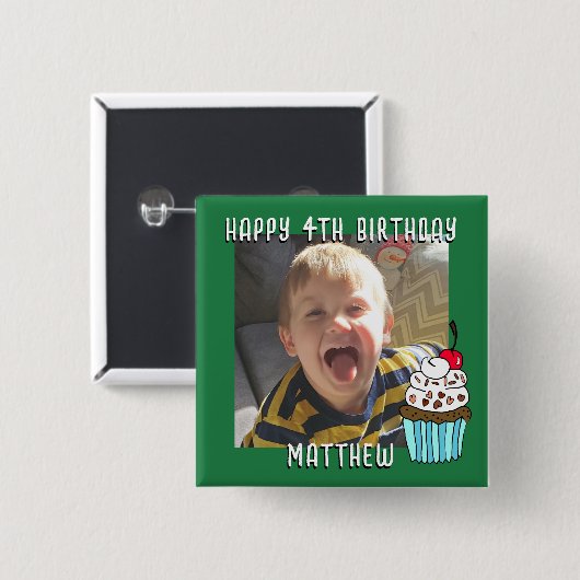 Persoonlijke Happy Birthday-naam en -leeftijd Vierkante Button 5,1 Cm (Voorkant /achterkant)