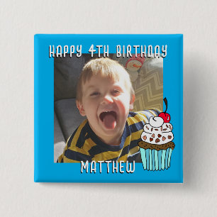 Persoonlijke Happy Birthday-naam en -leeftijd Vierkante Button 5,1 Cm