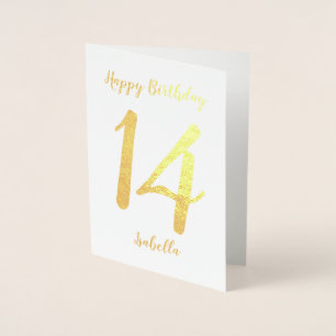 Persoonlijke Happy Birthday Name en Age Gold Folie Kaarten