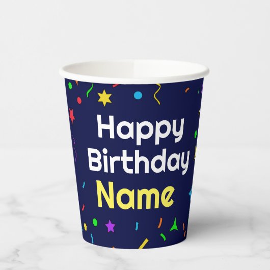 Persoonlijke Happy Birthday - papierbekertjes Papieren Bekers (Links)