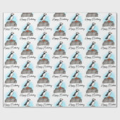 Persoonlijke Happy Birthday Puffin Cadeaupapier (Vlak)