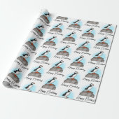 Persoonlijke Happy Birthday Puffin Cadeaupapier (Uitgerold)