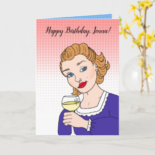 Persoonlijke Happy Birthday Retro Wine Humor Kaart