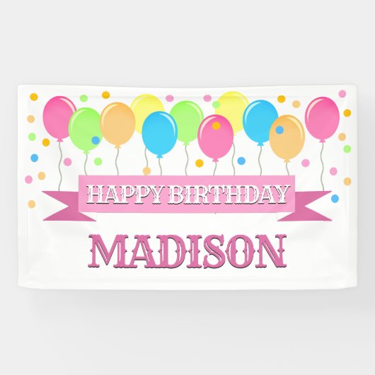 Persoonlijke Happy Birthday Spandoek (Horizontaal)