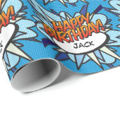 Persoonlijke HAPPY BIRTHDAY-stripboek Pop Art Cadeaupapier (Rol Hoek)