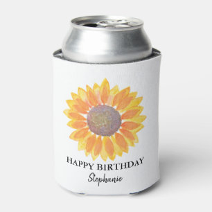 Persoonlijke Happy Birthday Sunflower Blikjeskoeler