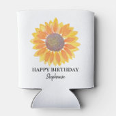 Persoonlijke Happy Birthday Sunflower Blikjeskoeler (Achterkant)
