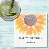 Persoonlijke Happy Birthday Sunflower Servet