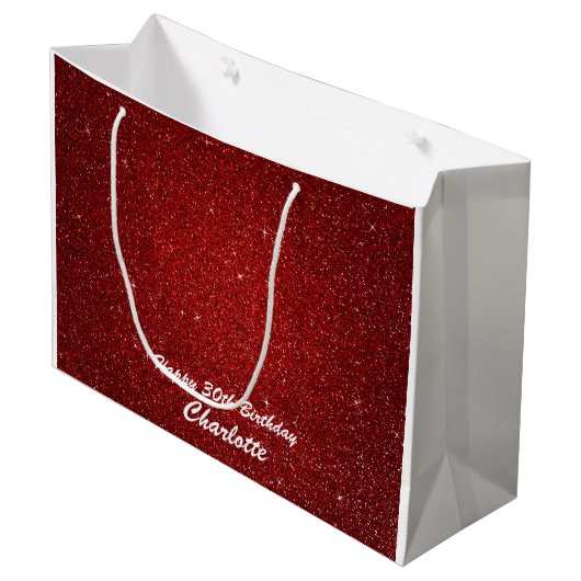 Persoonlijke Happy Birthday-tas - Wijn, glanzend Large Cadeautasje (Voorkant Gekanteld)