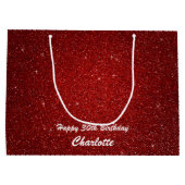 Persoonlijke Happy Birthday-tas - Wijn, glanzend Large Cadeautasje (Achterkant)