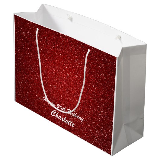 Persoonlijke Happy Birthday-tas - Wijn, glanzend Large Cadeautasje (Achterkant Gekanteld)