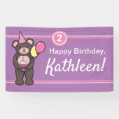 Persoonlijke Happy Birthday Teddy Bear Banner (Horizontaal)