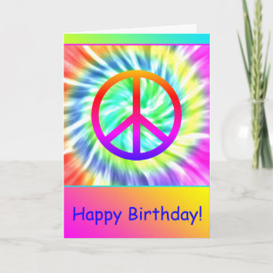 Persoonlijke Happy Birthday Tie Dye-vredeskaart Feestdagen Kaart