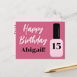 Persoonlijke Happy Birthday Trend Roze Nagellak Briefkaart