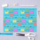 Persoonlijke Happy Birthday Typografie-Cadeaus Tissuepapier (Craft)