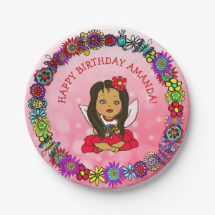 Persoonlijke Happy Birthday Unicorn en Fairy Papieren Bordje