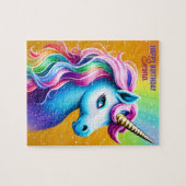 Persoonlijke Happy Birthday Unicorn met naam Legpuzzel (Horizontaal)