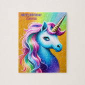 Persoonlijke Happy Birthday Unicorn met naam Legpuzzel (Verticaal)