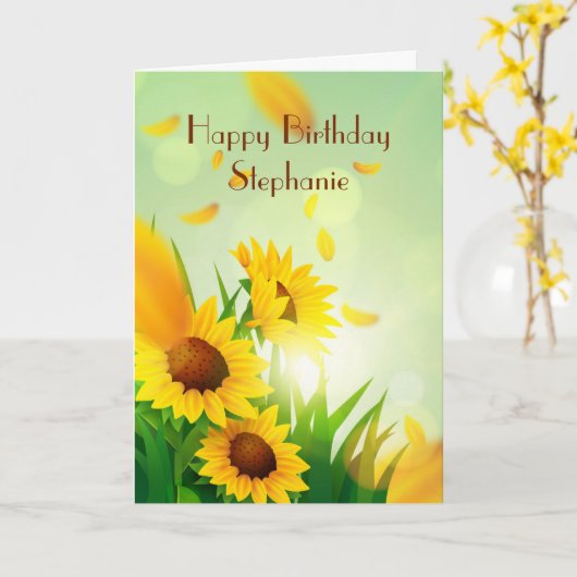 Persoonlijke Happy Birthday voor haar zonnebloemen Kaart (Gele Bloem)
