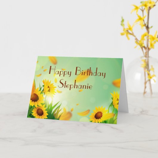 Persoonlijke Happy Birthday voor haar zonnebloemen Kaart (Gele Bloem)