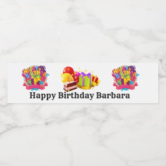 Persoonlijke Happy Birthday Waterfles Etiket (Enkel label)